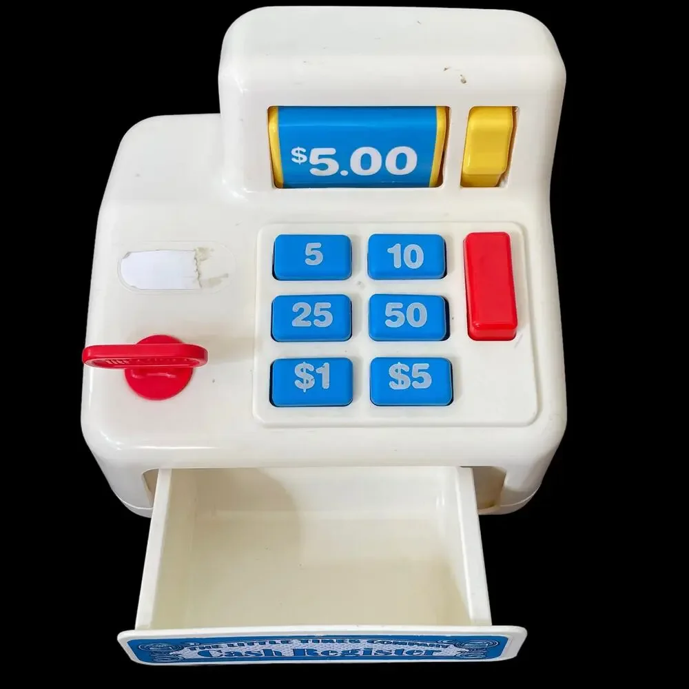 Little Tikes Cash Register Activity Vintage Toy Pretend Play USA Sticker Wear